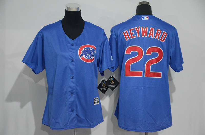 Womens 2017 MLB Chicago Cubs #22 Heyward Blue Jerseys->women mlb jersey->Women Jersey